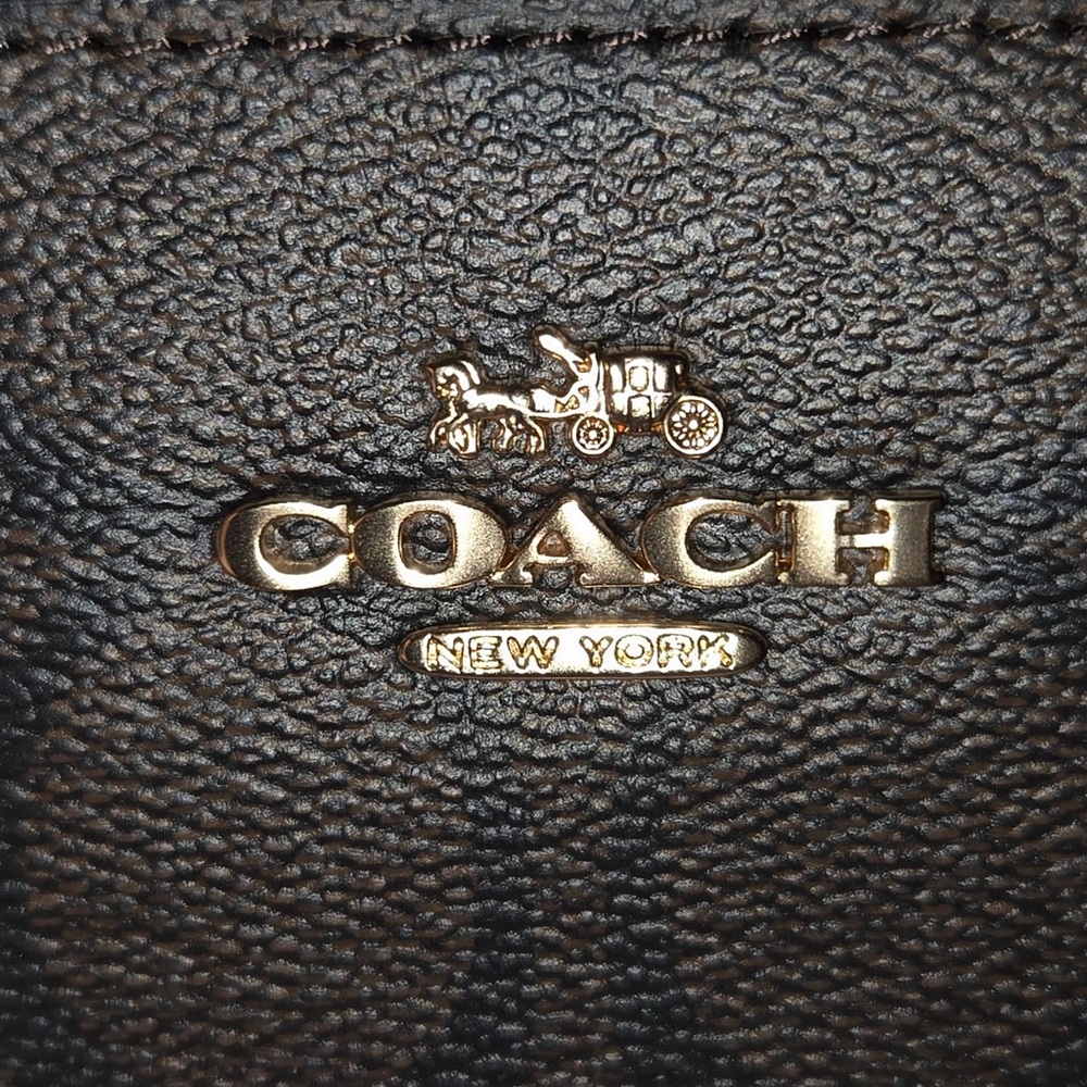 Coach Brown Leather Wristlet with Gold Accents